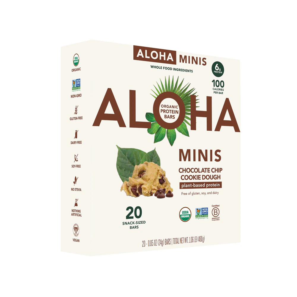 Aloha Protein Mini Bars Chocolate Chip Cookie Dough -- 20 Mini Bars