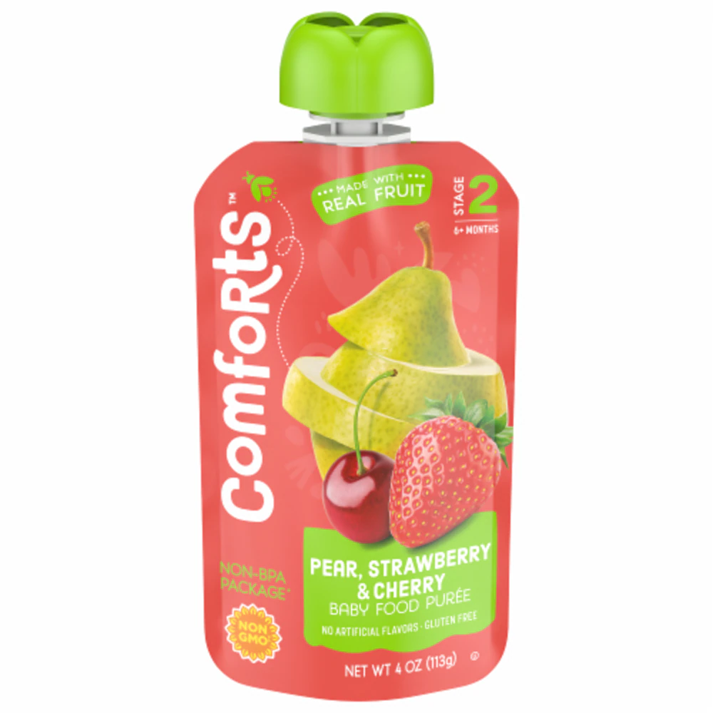 Comforts Baby Food Puree Pear Strawberry Cherry -- 4 oz