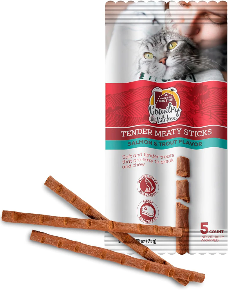 Country Kitchen Soft Cat Treat Tender Meaty Sticks Salmon & Trout -- 5 Sticks