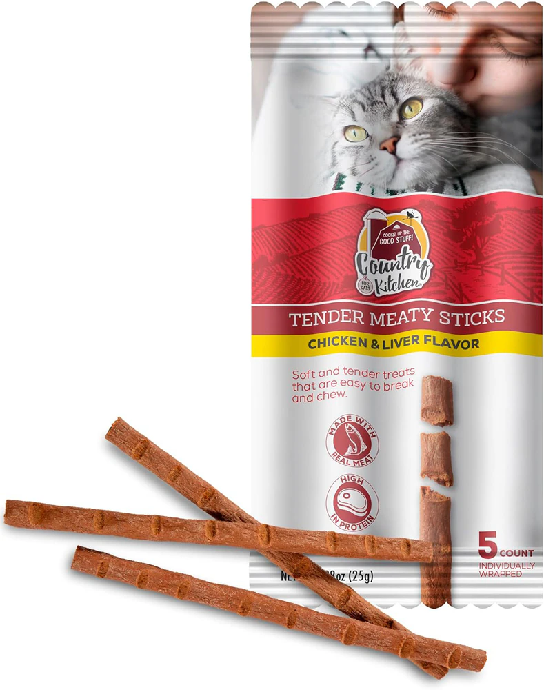 Country Kitchen Soft Cat Treat Tender Meaty Sticks Chicken & Liver -- 5 Sticks