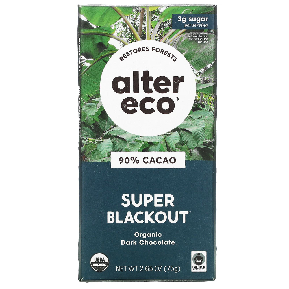 Alter Eco Organic Dark Chocolate Bar Super Blackout? 90% Cocoa -- 2.65 oz