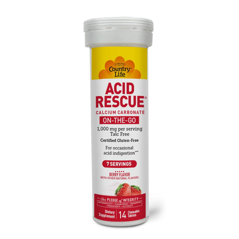 Country Life Acid Rescue Support - On-The-Go Berry -- 14 Chewable Tablets