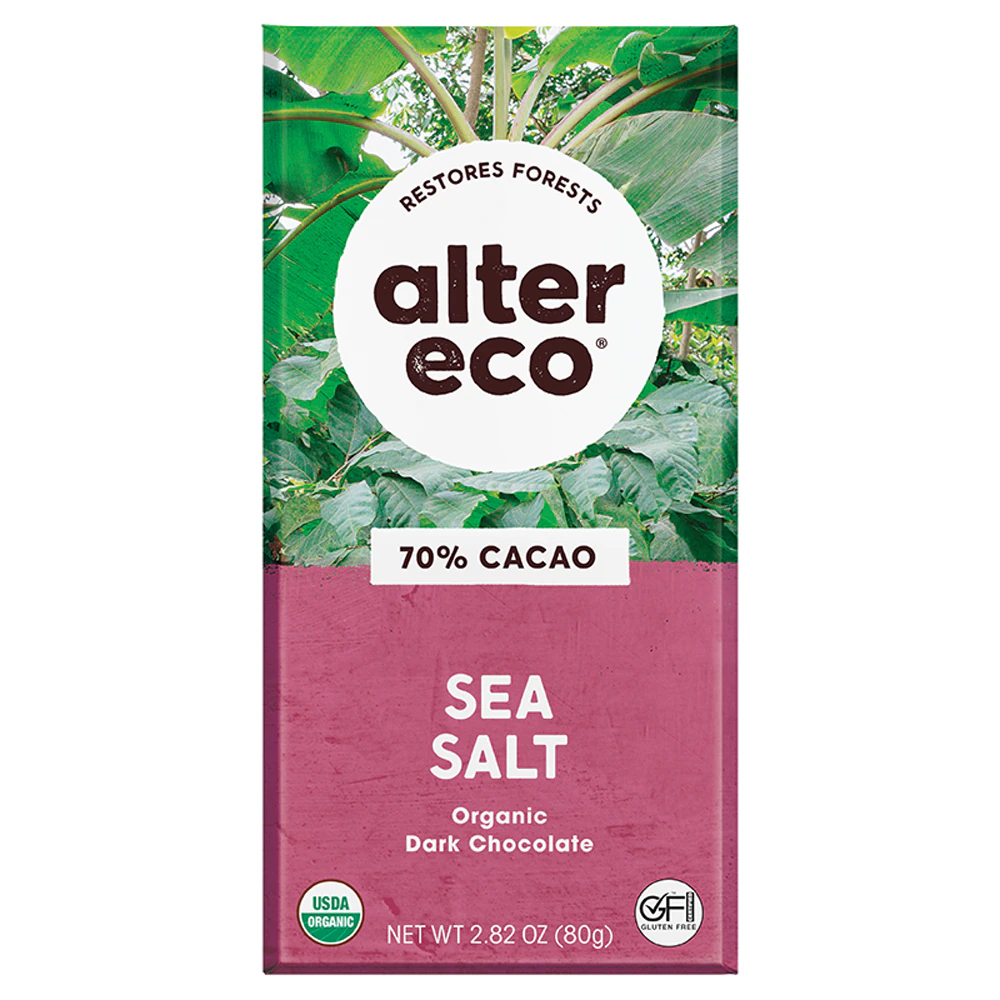 Alter Eco Organic Dark Chocolate Deep Dark Sea Salt -- 2.82 oz