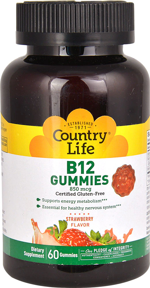 Country Life B12 Gummies Strawberry -- 850 mcg - 60 Gummies