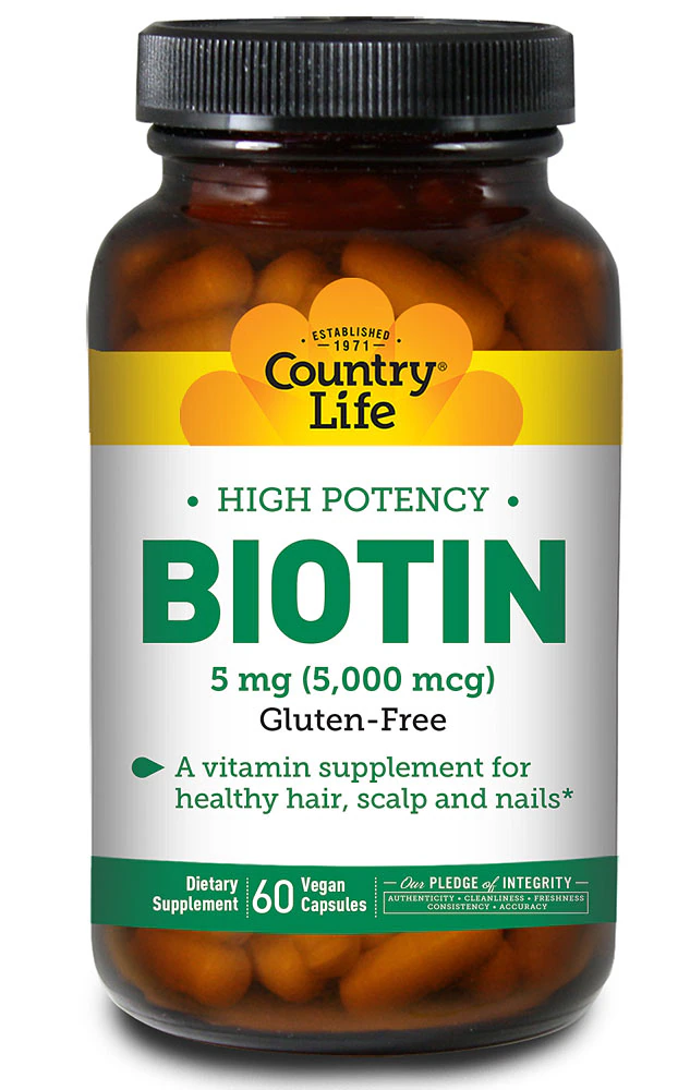 Country Life Biotin High Potency Gluten Free -- 5 mg - 60 Vegetarian Capsules