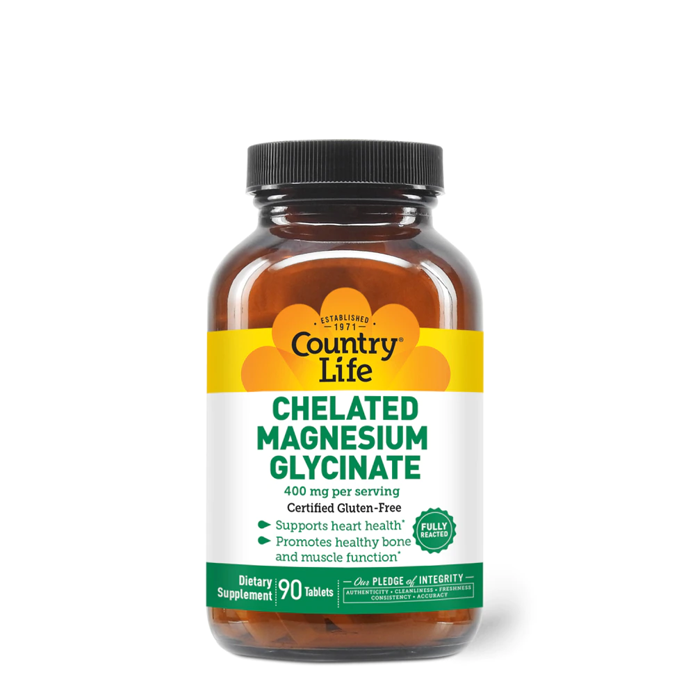 Country Life Chelated Magnesium Glycinate -- 400 mg - 90 Tablets