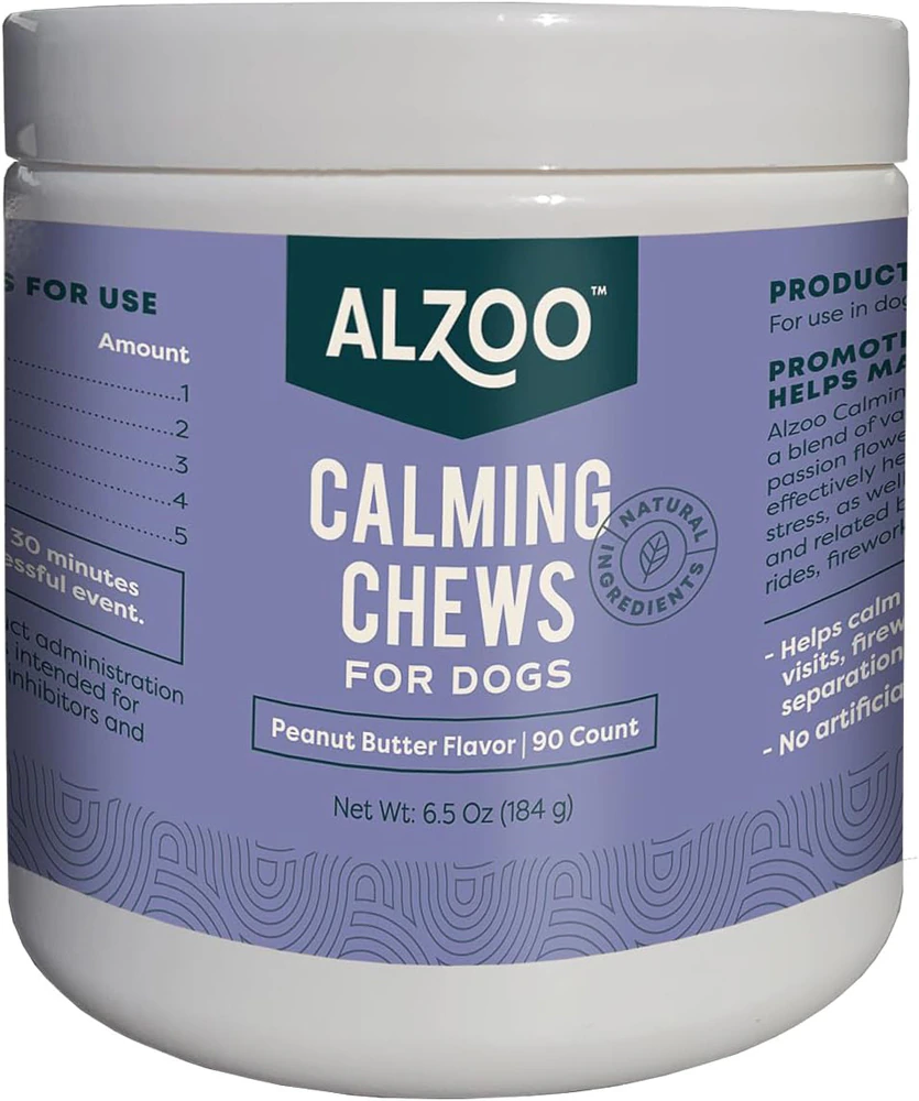 Alzoo Calming Supplement For Dogs Soft Chews Peanut Butter -- 90 Soft Chews