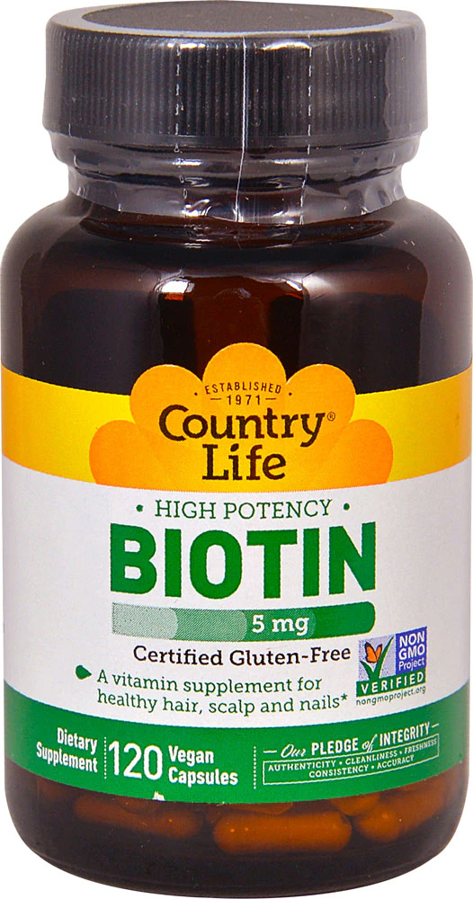 Country Life High Potency Biotin -- 5 mg - 120 Vegan Capsules