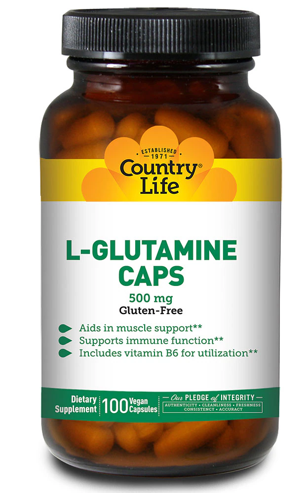 Country Life L-Glutamine Caps -- 500 mg - 100 Vegetarian Capsules