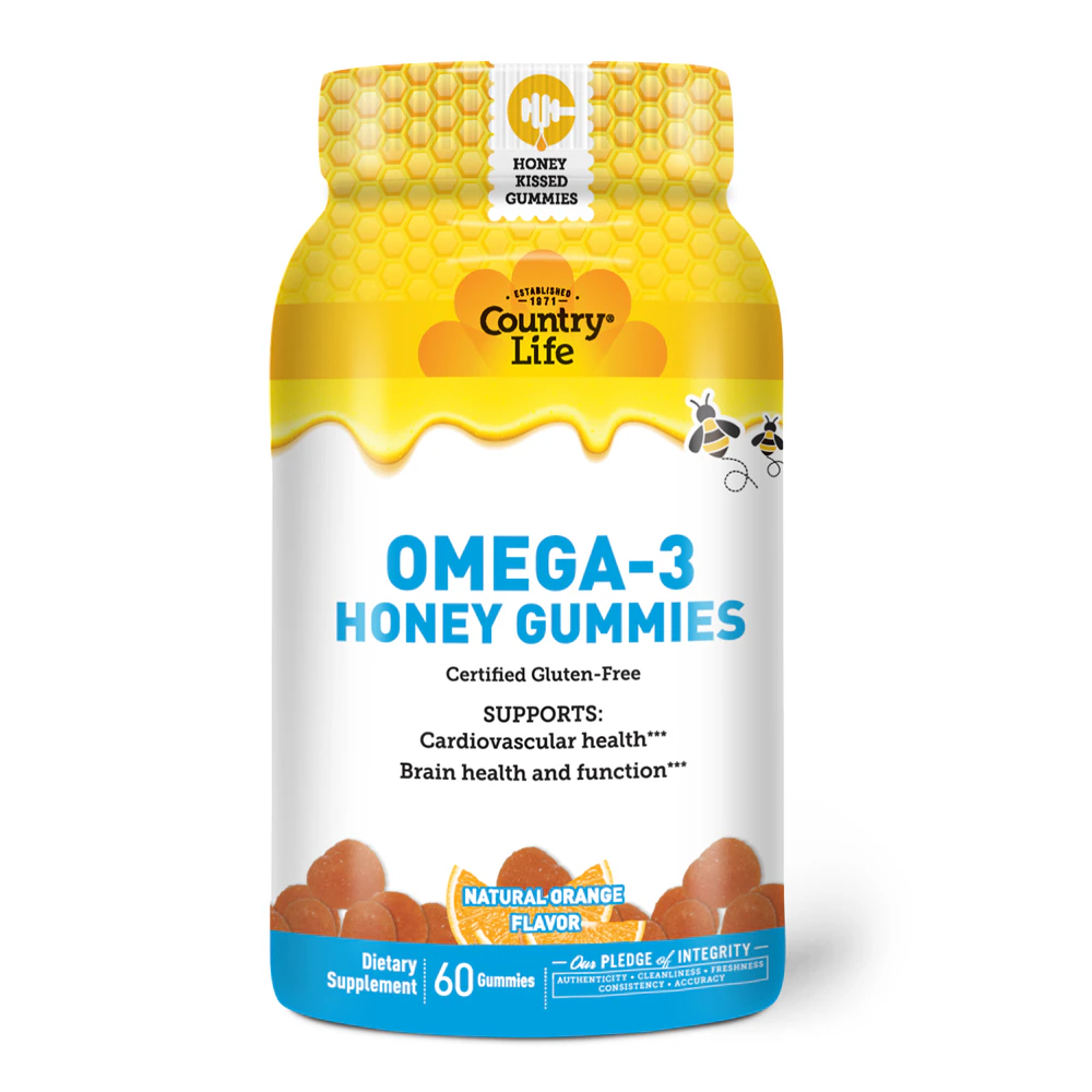 Country Life Omega-3 Honey Gummies Natural Orange -- 60 Gummies