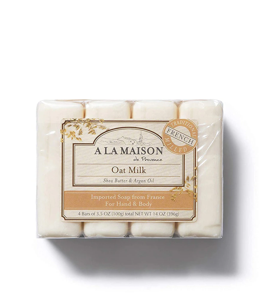 A La Maison French Milled Hand & Body Bar Soap Oat Milk -- 4 Bars