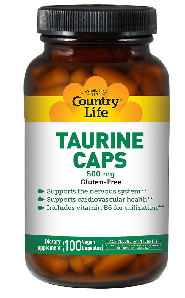 Country Life Taurine Caps -- 500 mg - 100 Vegan Capsules