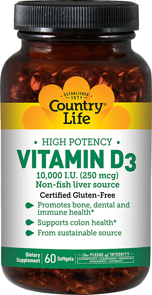 Country Life Vitamin D3 -- 10,000 IU - 60 Softgels