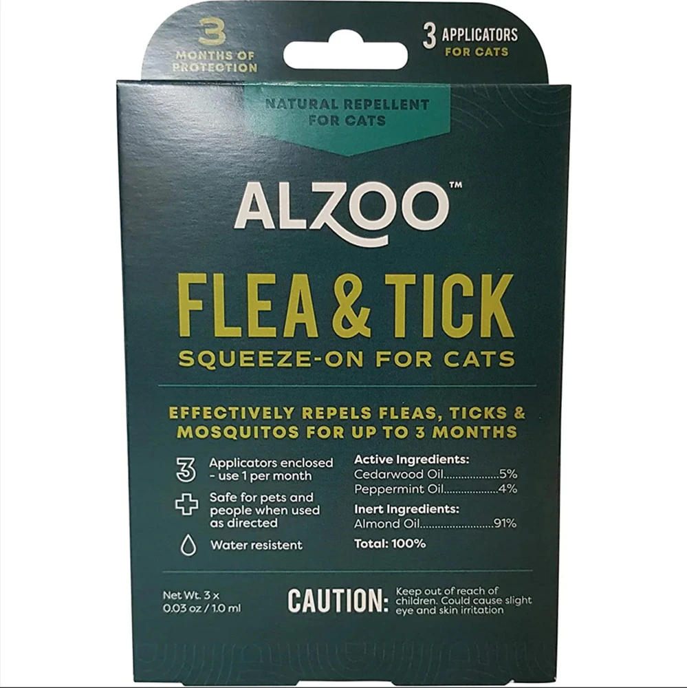 Alzoo Flea & Tick Squeeze-On Topical Treatment 3 Month Supply for Cats -- 3 Pack