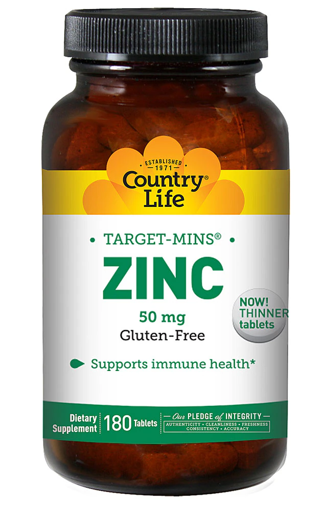 Country Life Zinc Target-Mins -- 50 mg - 180 Tablets