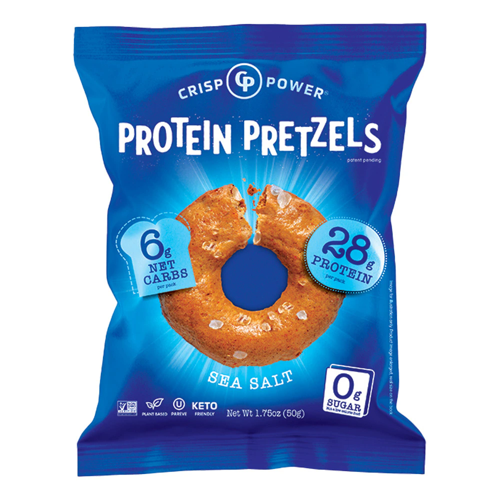 Crisp Power Protein Pretzels Sea Salt -- 1.75 oz Each / Pack of 6