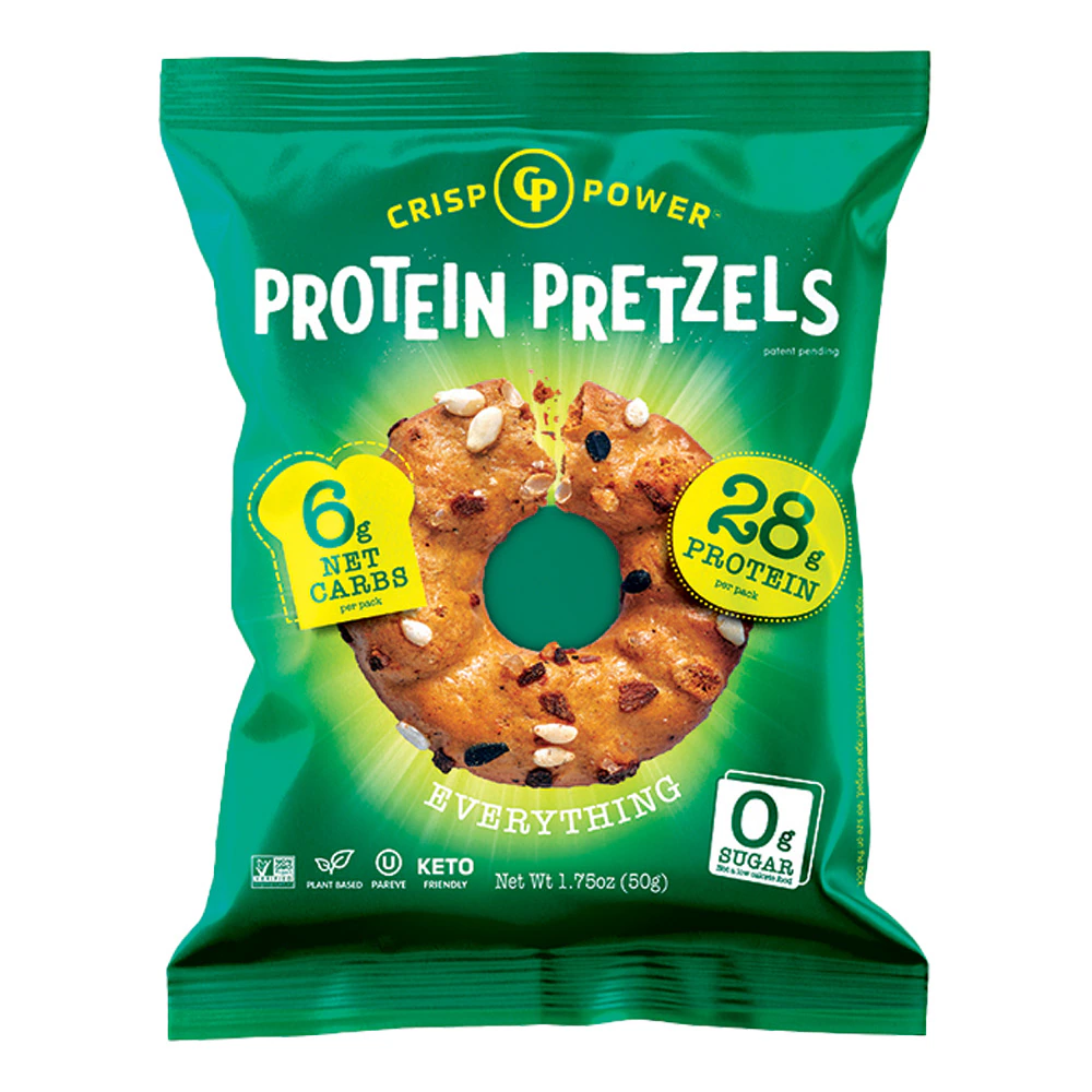Crisp Power Protein Pretzels Everything -- 1.75 oz Each / Pack of 6