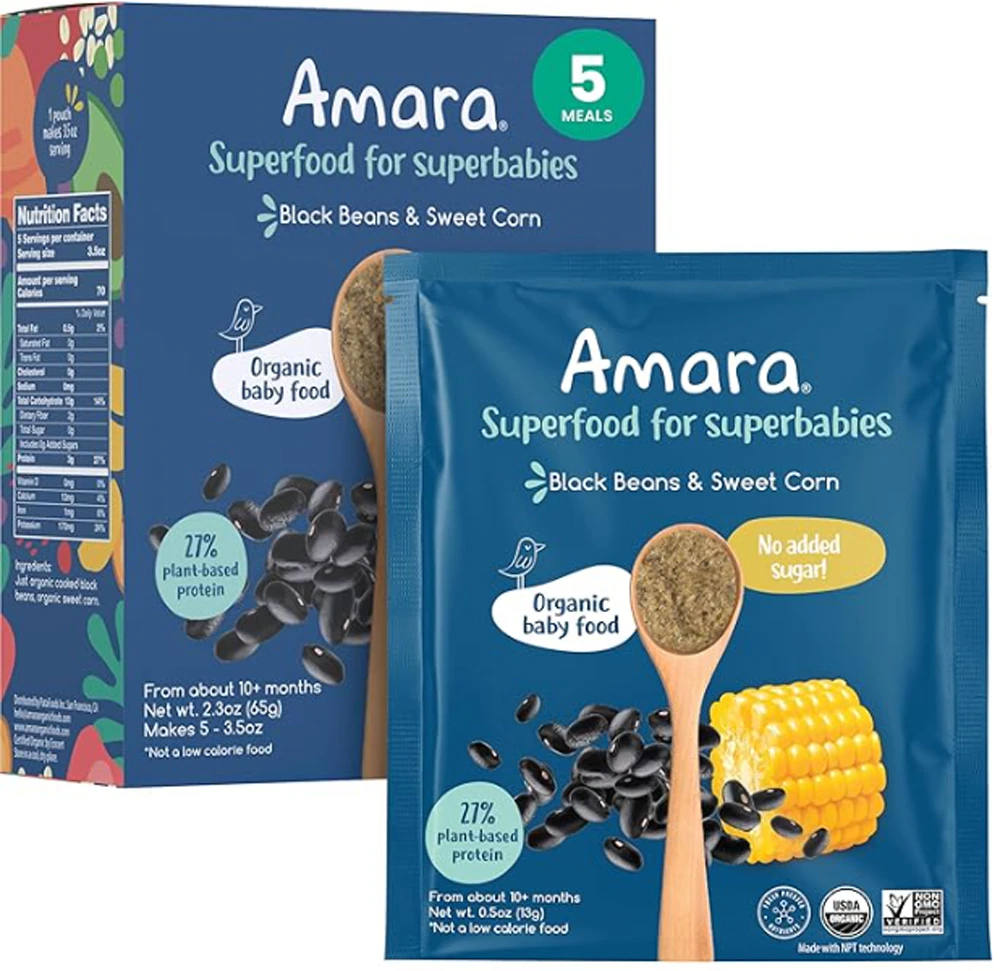 Amara Organic Baby Superfood Black Bean & Sweet Corn -- 5 Pack