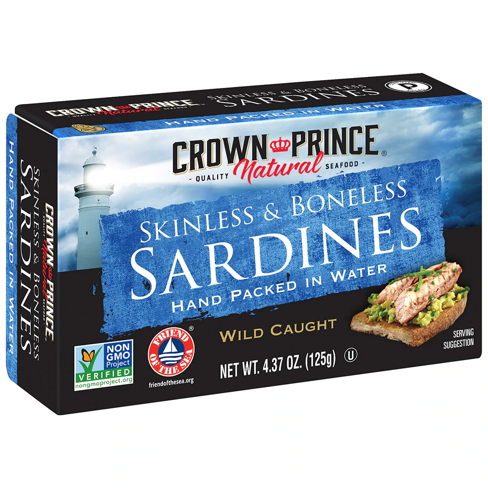 Crown Prince Non-GMO Skinless and Boneless Sardines in Water -- 4.37 oz