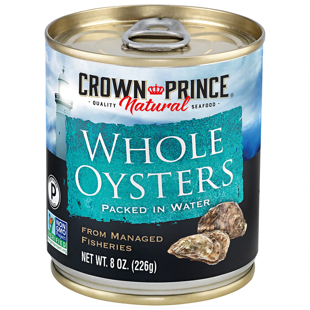 Crown Prince Non-GMO Whole Oysters Packed in Water -- 8 oz