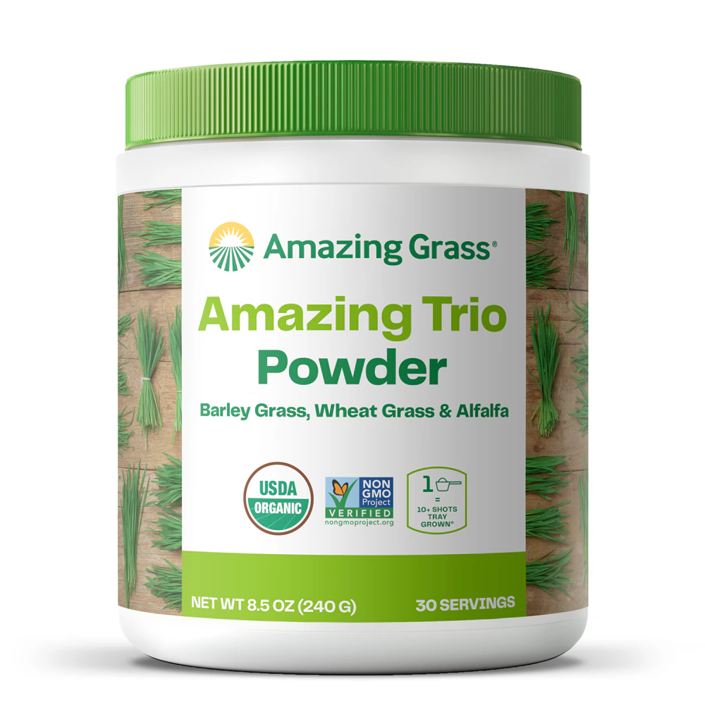 Amazing Grass Amazing Trio Powder Barley Grass Wheat Grass & Alfalfa Powder -- 30 Servings