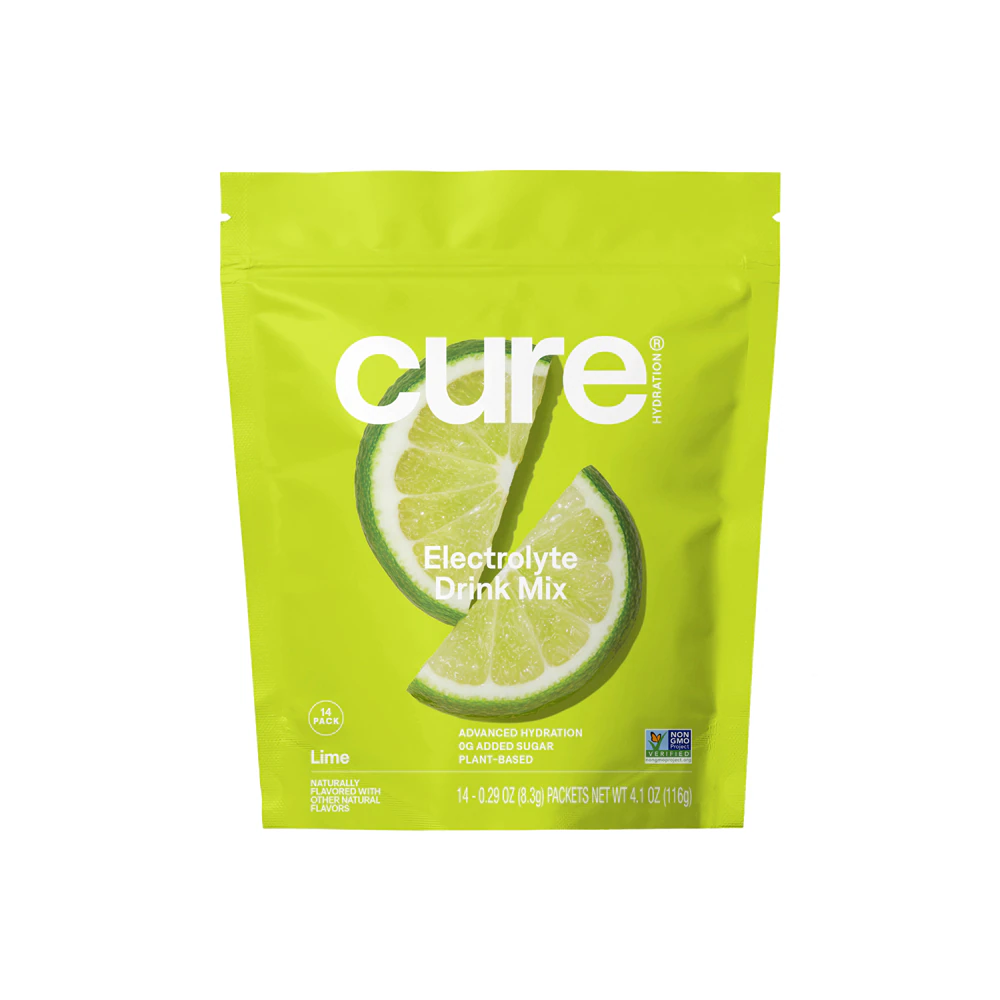 Cure Hydration Hydrating Electrolyte Drink Mix Lime -- 14 Packs