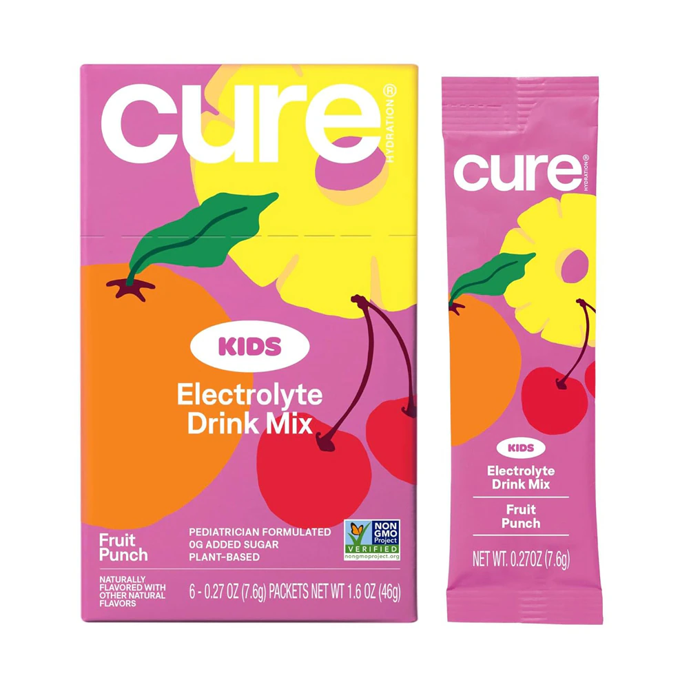 Cure Hydration Kids Hydrating Electrolyte Drink Mix Fruit Punch -- 6 Packets