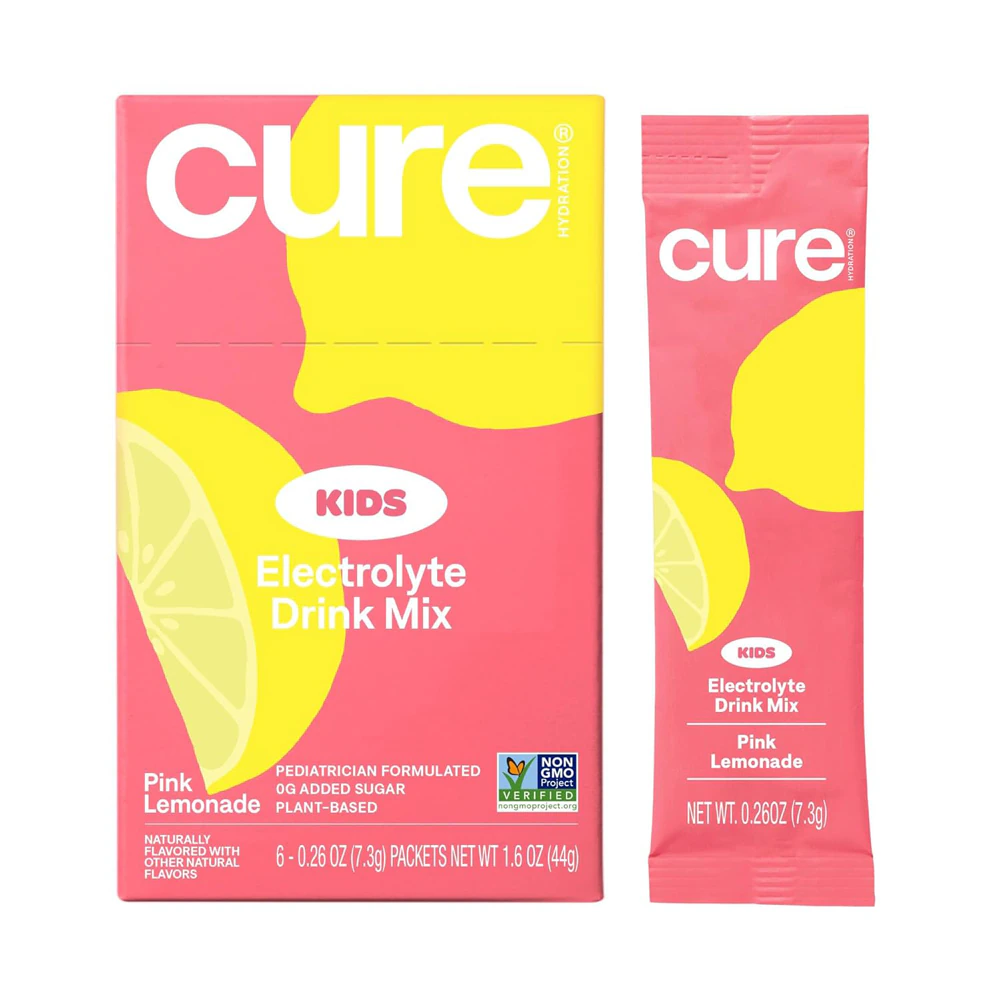 Cure Hydration Kids Hydrating Electrolyte Drink Mix Pink Lemonade -- 6 Packets