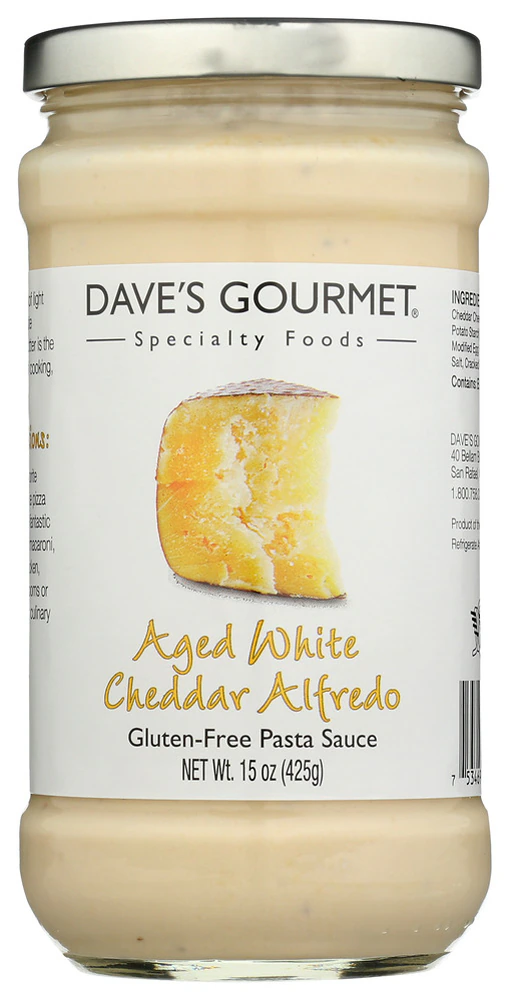 Dave's Gourmet Gluten Free Alfredo Pasta Sauce Aged White Cheddar Alfredo -- 15 oz