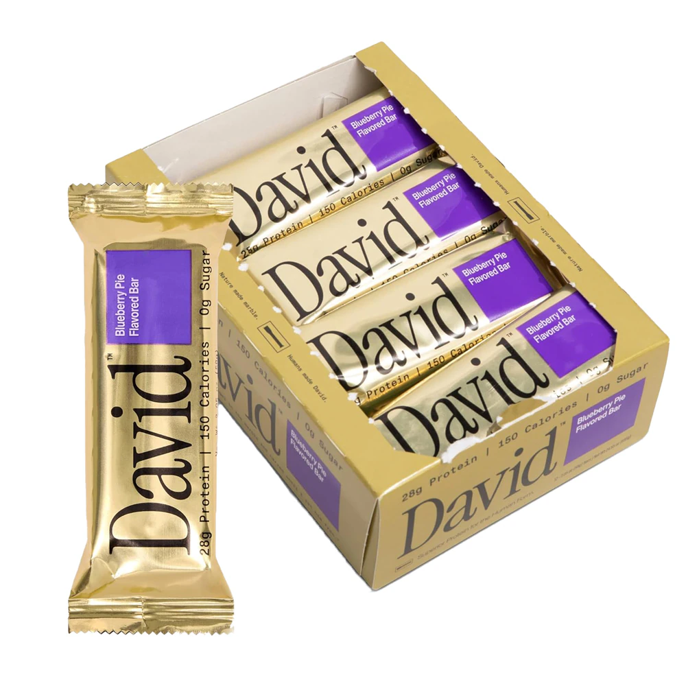 David Protein Bar - High Protein Low Carb Blueberry Pie -- 12 Bars