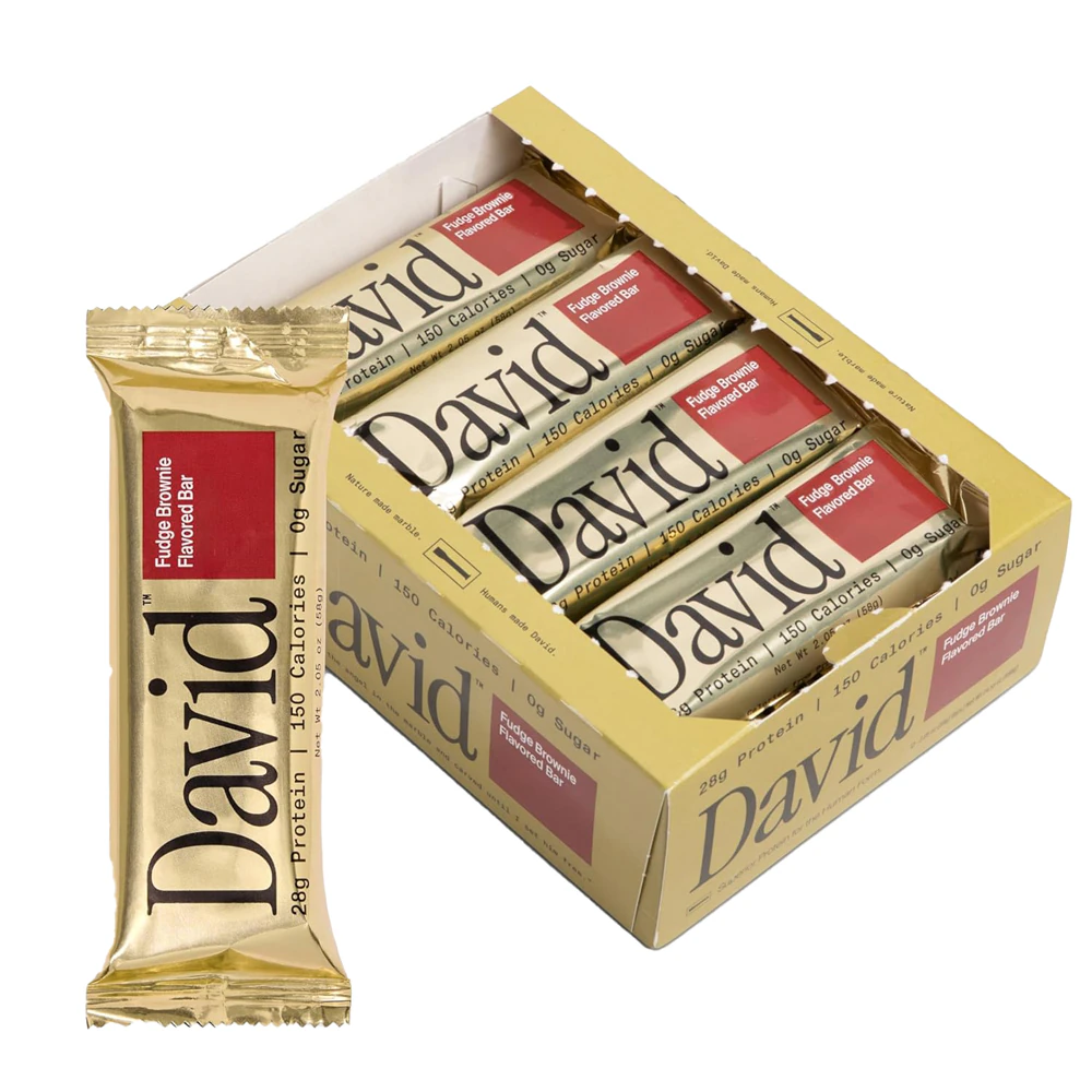David Protein Bar - High Protein Low Carb Fudge Brownie -- 12 Bars