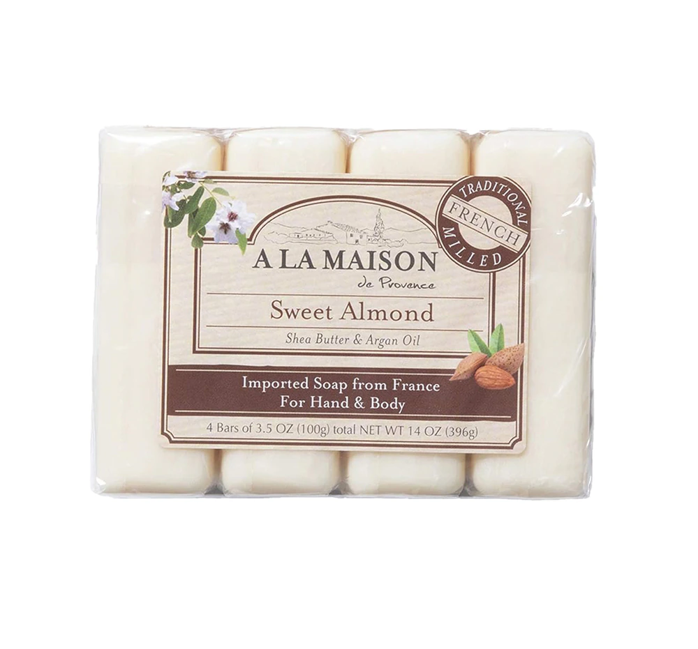 A La Maison French Milled Hand & Body Bar Soap Sweet Almond -- 4 Bars