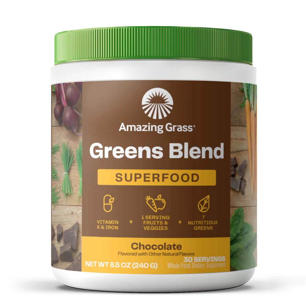 Amazing Grass Greens Blend Superfood Powder Chocolate -- 30 Servings