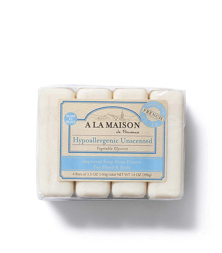 A La Maison French Milled Hand & Body Bar Soap Unscented -- 4 Bars