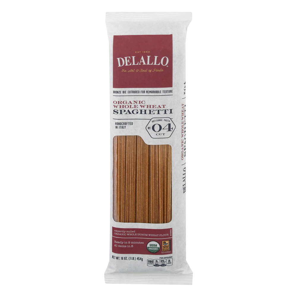 Delallo Organic Spaghetti Pasta Whole Wheat No 4 -- 1 lb