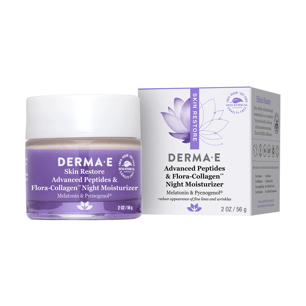Derma E Advanced Peptides & Flora-Collagen Night Moisturizer -- 2 oz