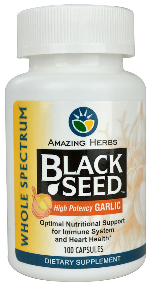 Amazing Herbs Black Seed? with High Potency Garlic -- 100 Vegetarian Capsules
