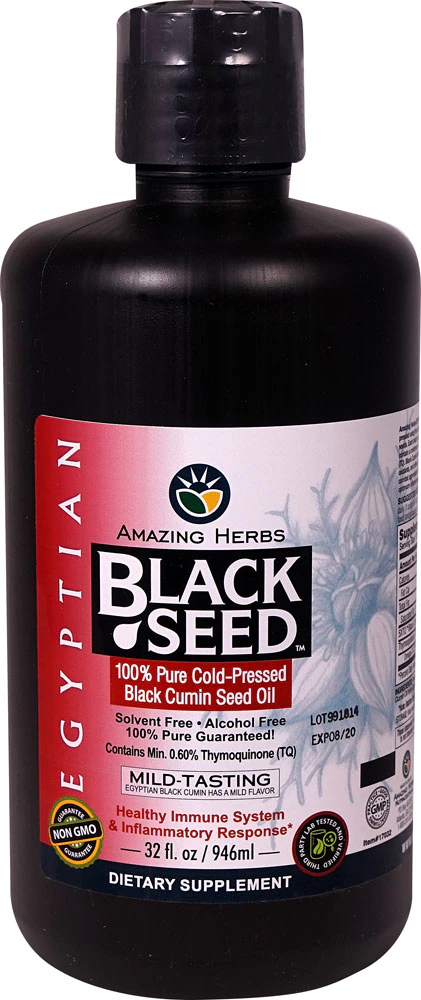 Amazing Herbs Egyptian Black Seed? Pure Cold-Pressed Black Cumin Seed Oil -- 32 fl oz