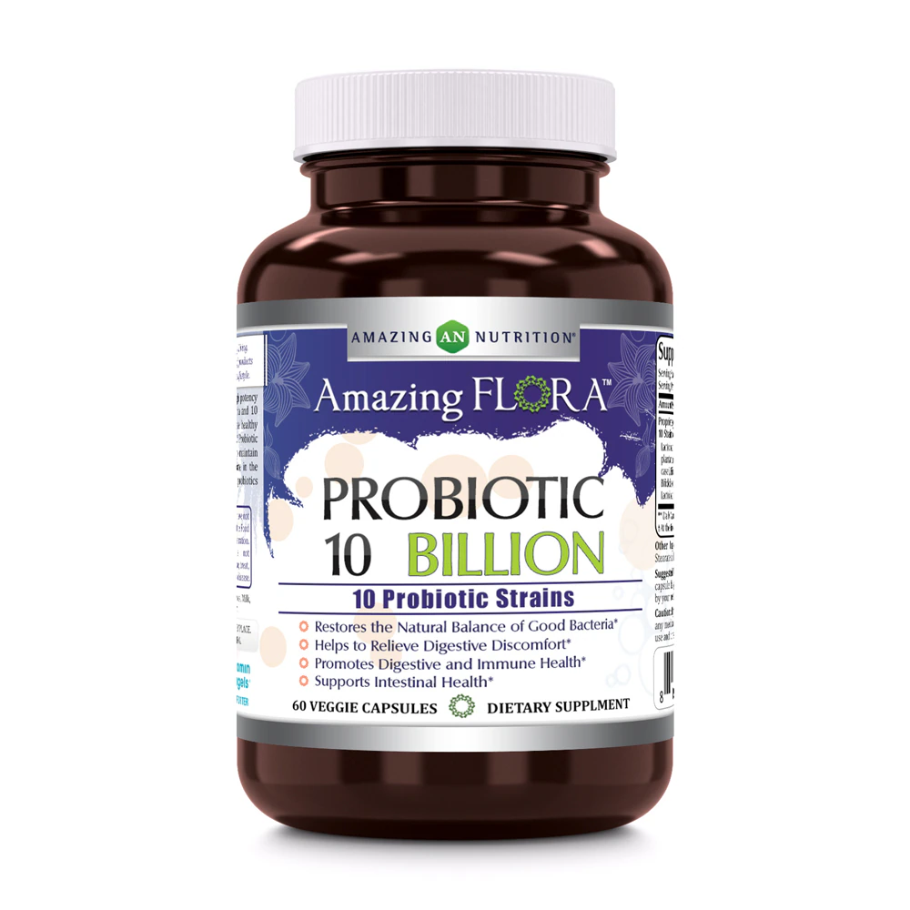 Amazing Nutrition Amazing Flora Probiotic 10 Strains -- 10 billion - 60 Veggie Capsules