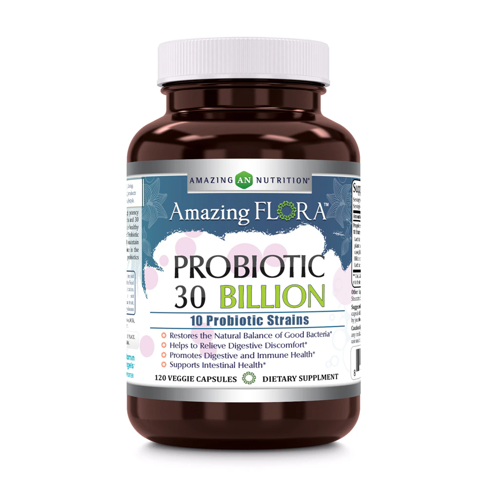 Amazing Nutrition Amazing Flora?Probiotic 10 Strains -- 30 billion - 120 Veggie Caps