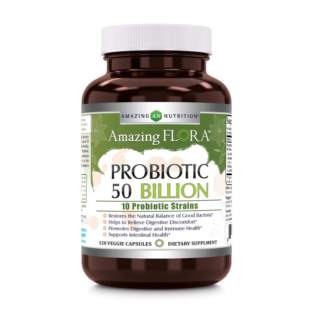 Amazing Nutrition Amazing Flora Probiotic 10 Strains -- 50 billion - 120 Veggie Capsules