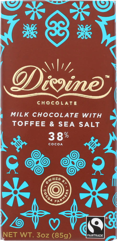 Divine Chocolate Milk Chocolate Bar with Toffee & Sea Salt -- 3 oz