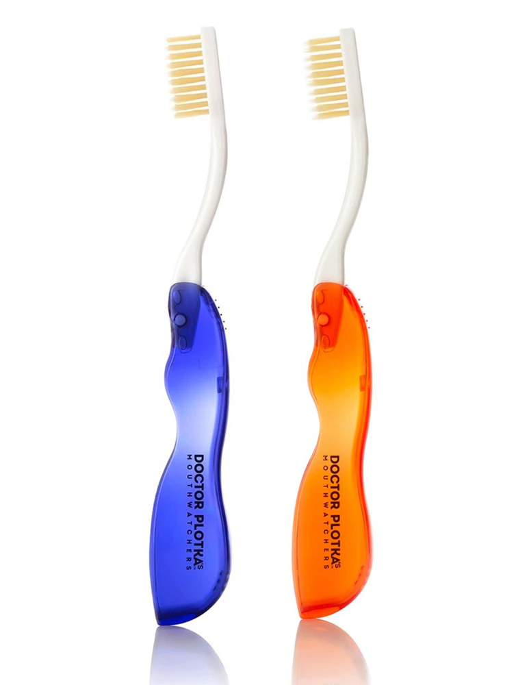 Doctor Plotkas Antimicrobial Travel Toothbrush with Flossing Bristles - 2 Pack -- 2 Toothbrushes