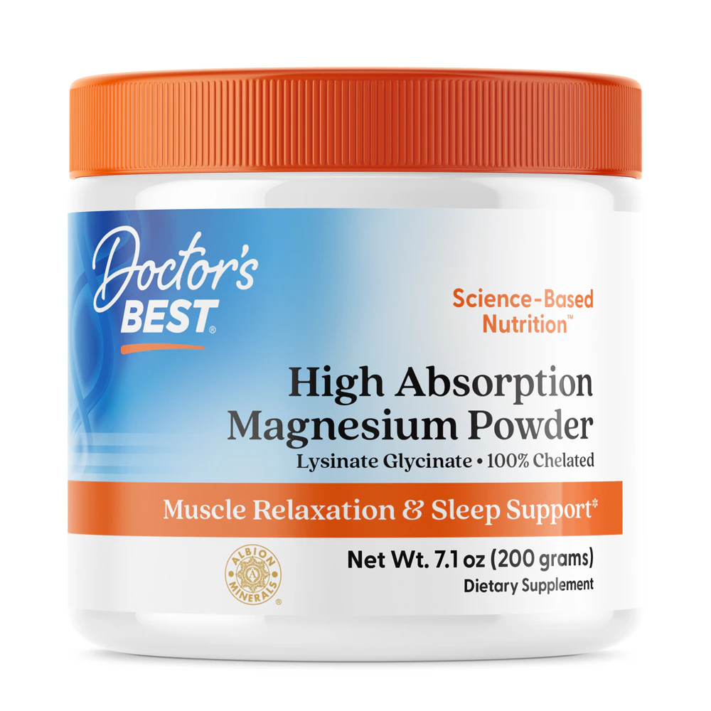 Doctor's Best Magnesium Powder High Absorption Lysinate Glycinate Unflavored -- 200 mg - 7.1 oz