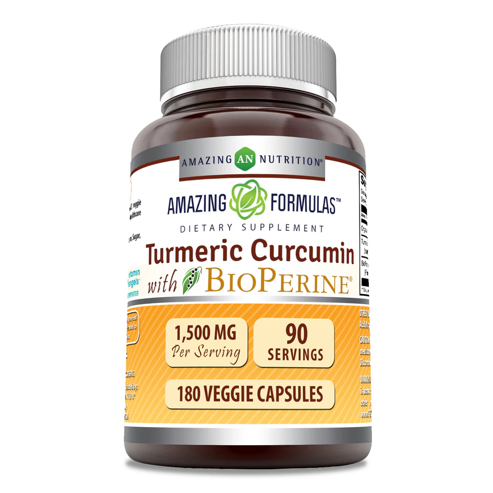 Amazing Nutrition Amazing Formulas Turmeric Curcumin with BioPerine -- 1500 mg - 180 Veggie Capsules