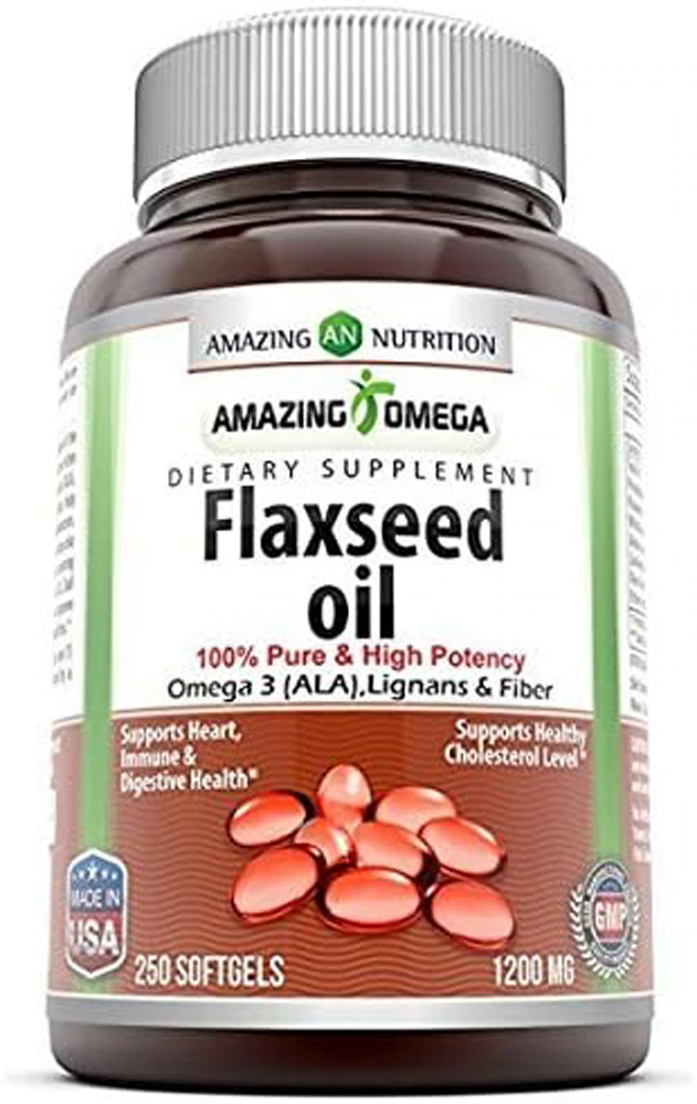Amazing Nutrition Amazing Omega?Flaxseed Oil -- 1200 mg - 250 Softgels
