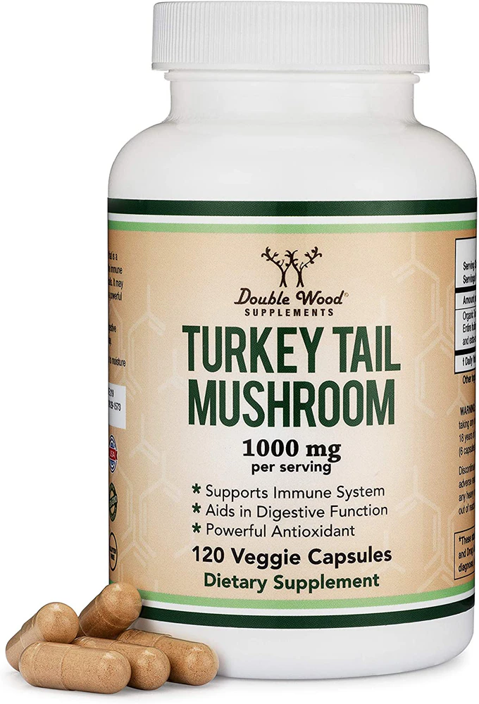 Double Wood Supplements Turkey Tail Mushroom -- 1000 mg - 120 Veggie Capsules