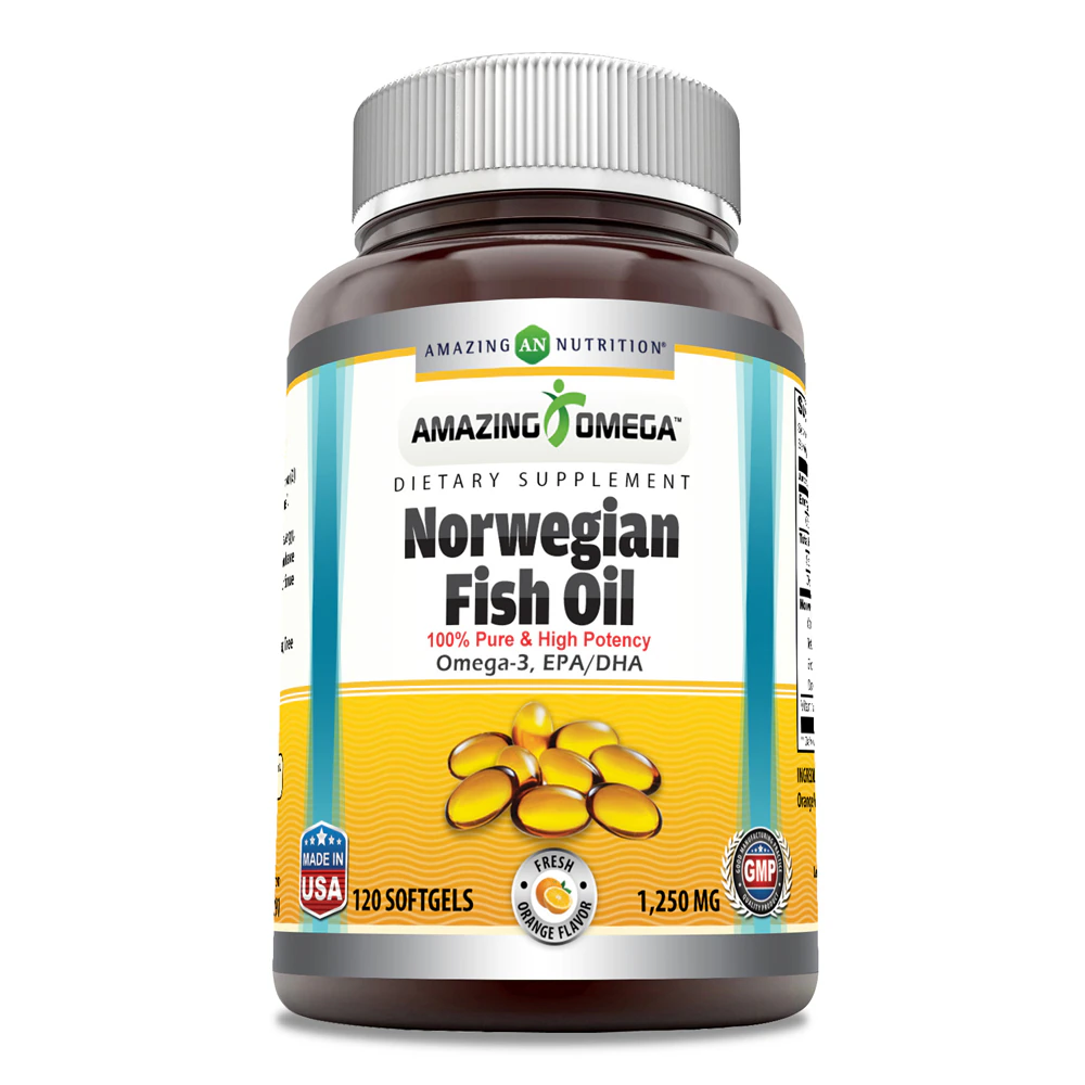 Amazing Nutrition Amazing Omega - Norwegian Fish Oil Orange -- 1250 mg - 120 Softgels