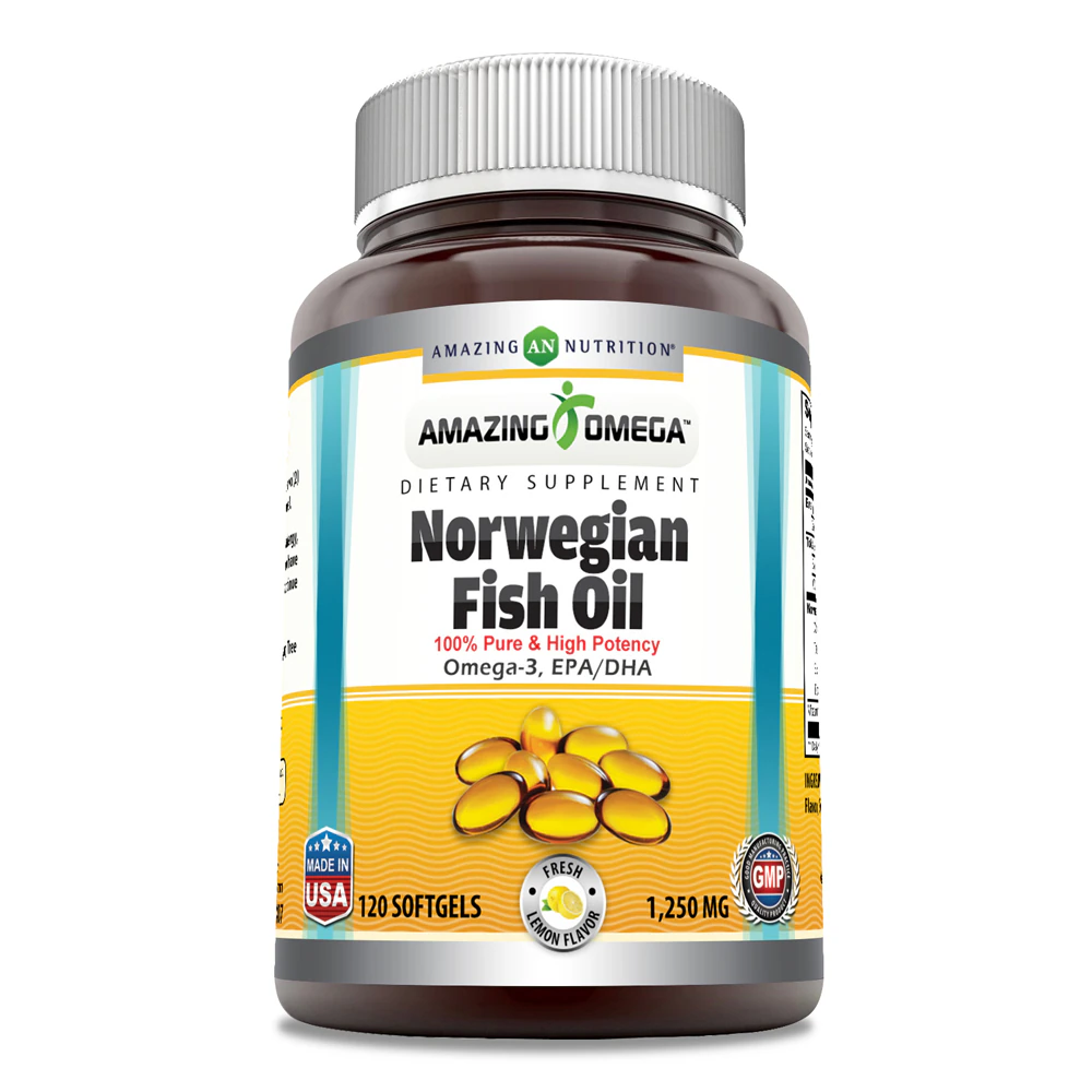 Amazing Nutrition Amazing Omega - Norwegian Fish Oil Lemon -- 1250 mg - 120 Softgels