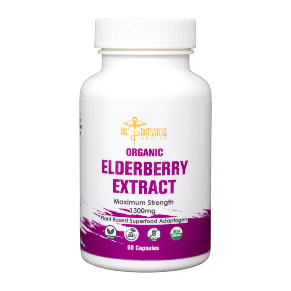 Dr. Botanical Health Elderberry Extract - Organic -- 1300 mg - 60 Capsules